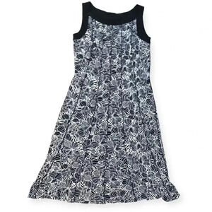 Perceptions black and white floral minimalist business casual dress